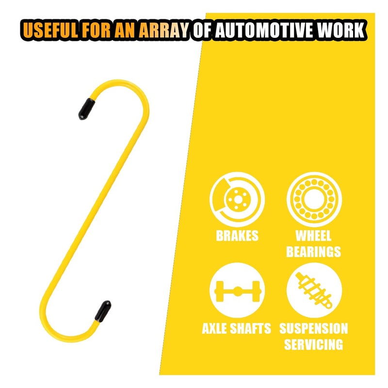GLSOWEE Car Brake Caliper Hooks, Auto Brake Caliper Hangers with Rubber Tips, Universal Durable & Rust-Proof Automotive Tools for Braking, Axle, Bearing, Suspension Work (Yellow, 2 pcs) - Image 4